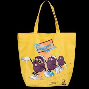 Vtg 1987 The California Raisins Yellow Tote Bag Small 12" x 11" Rare HTF 1980s